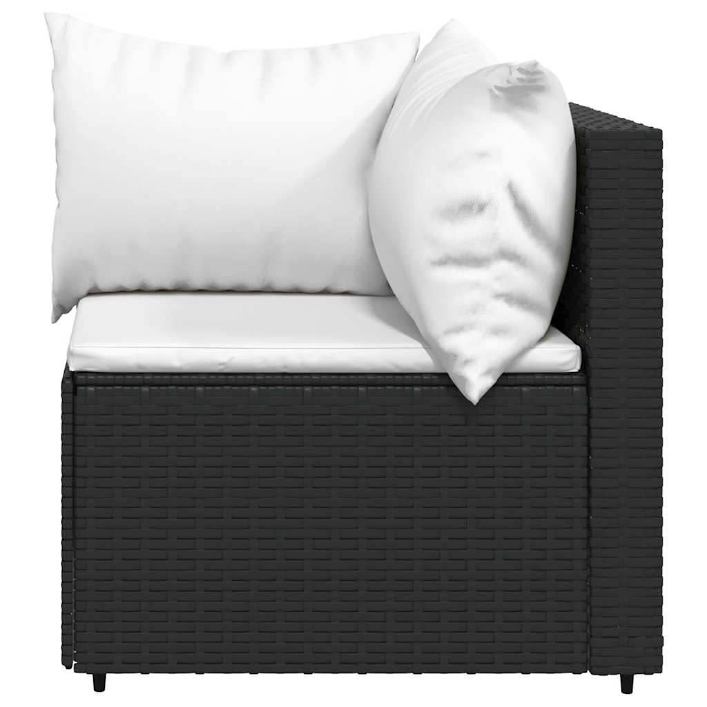 vidaXL Salon de jardin 4 pcs avec coussins Noir Résine tressée