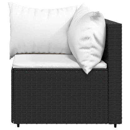 vidaXL Salon de jardin 4 pcs avec coussins Noir Résine tressée