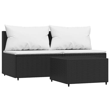 vidaXL Ensemble de salon de jardin 3 pcs avec coussins Noir Résine tressée
