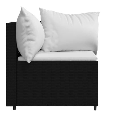 vidaXL Canapés d'angle de jardin avec coussins 2 pcs Noir Résine tressée