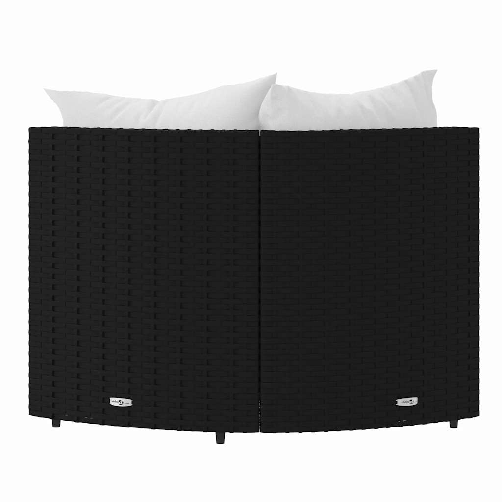 vidaXL Canapés d'angle de jardin avec coussins 2 pcs Noir Résine tressée