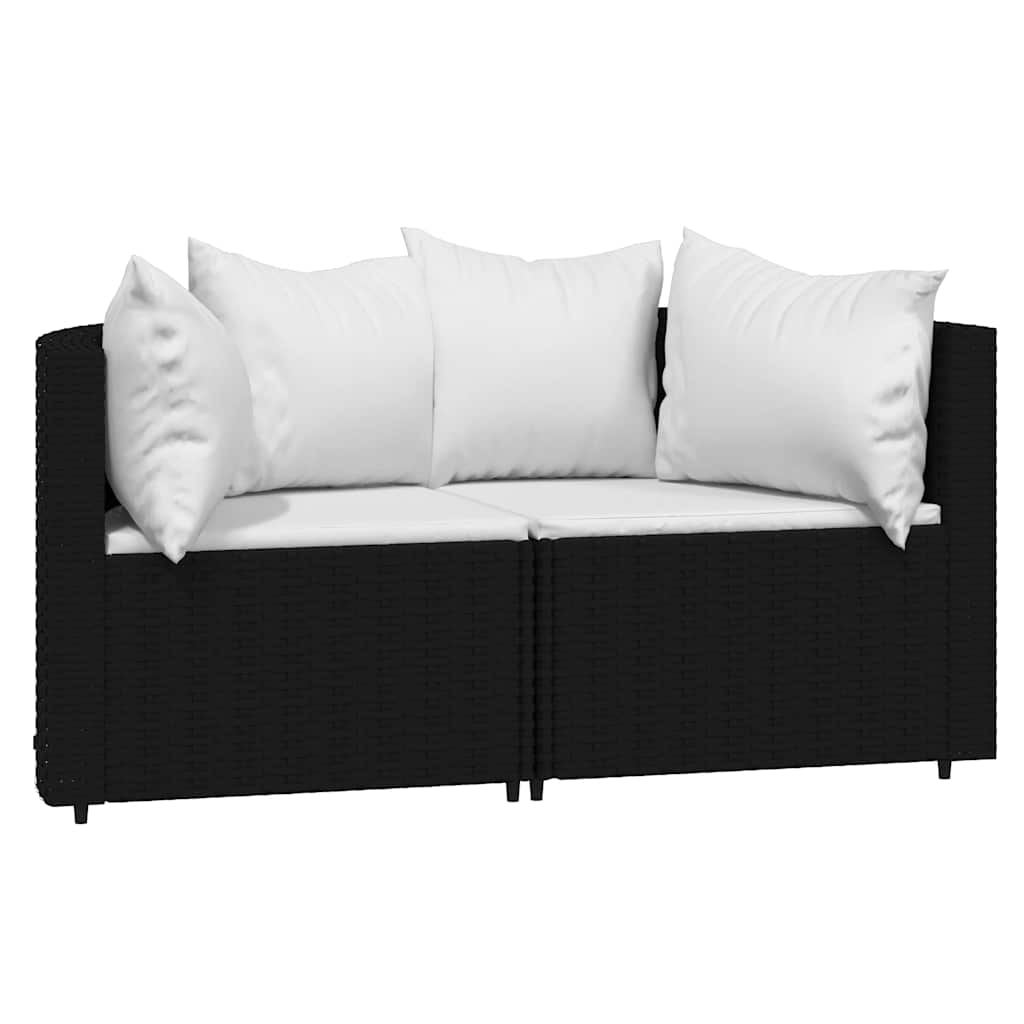 vidaXL Ensemble de salon de jardin 3 pcs avec coussins Noir Résine tressée
