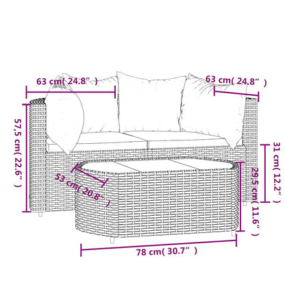 vidaXL Ensemble de salon de jardin 3 pcs avec coussins Noir Résine tressée