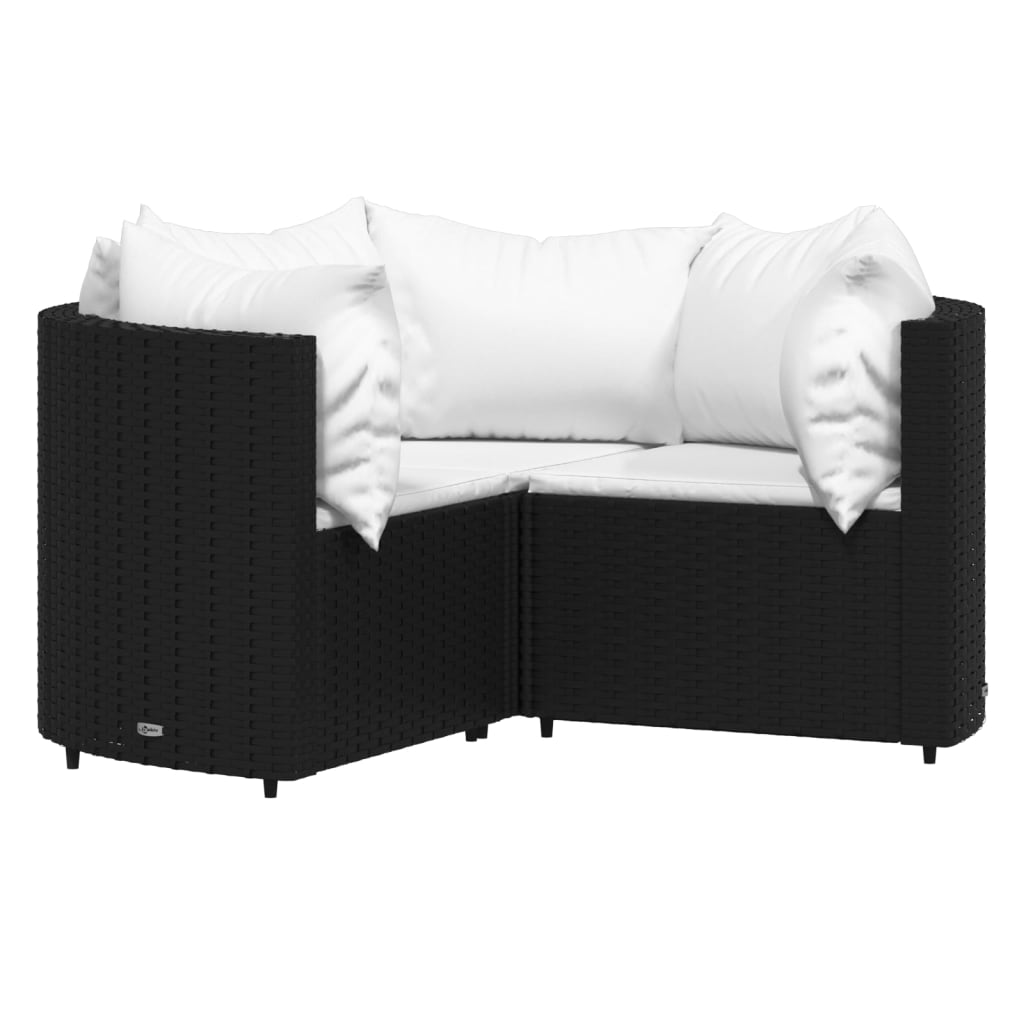 vidaXL Salon de jardin 4 pcs avec coussins Noir Résine tressée