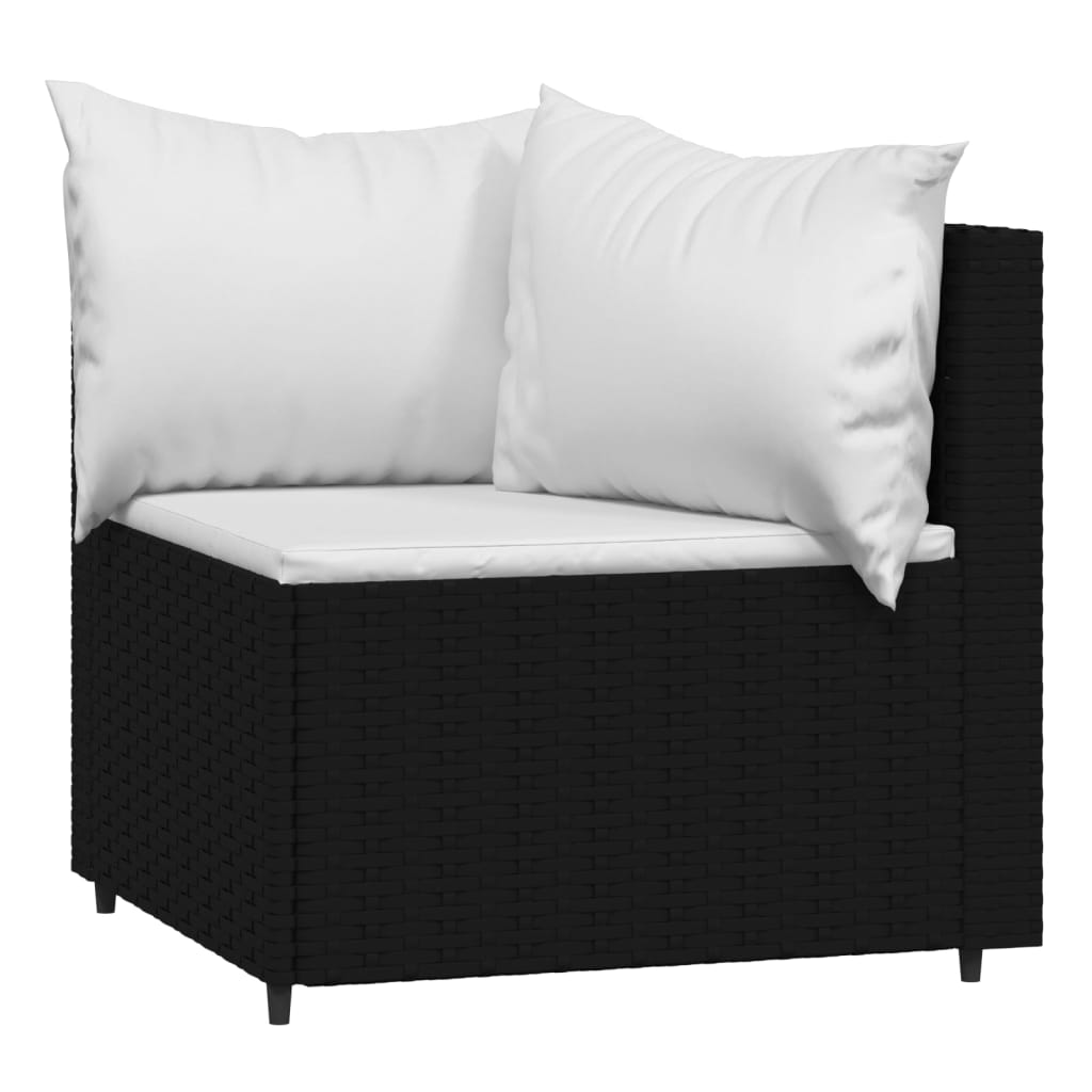 vidaXL Salon de jardin 4 pcs avec coussins Noir Résine tressée