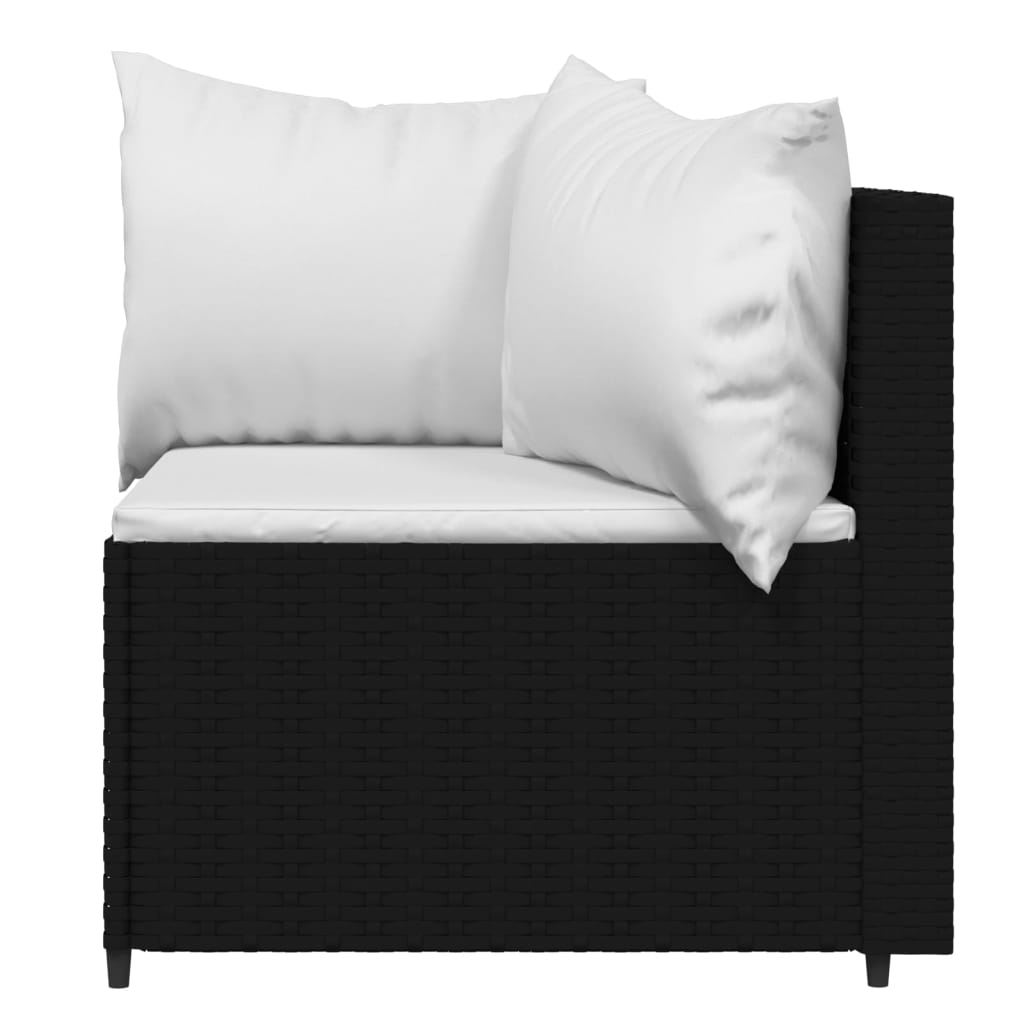 vidaXL Salon de jardin 4 pcs avec coussins Noir Résine tressée