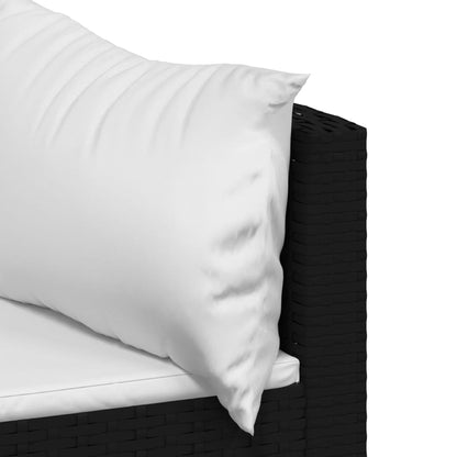 vidaXL Salon de jardin 4 pcs avec coussins Noir Résine tressée