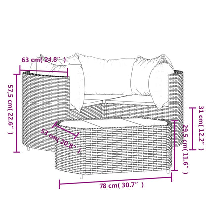 vidaXL Salon de jardin 4 pcs avec coussins Noir Résine tressée