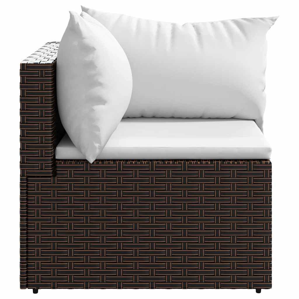 vidaXL Garten-Ecksofas mit Kissen 2 Stk. Braun Poly Rattan
