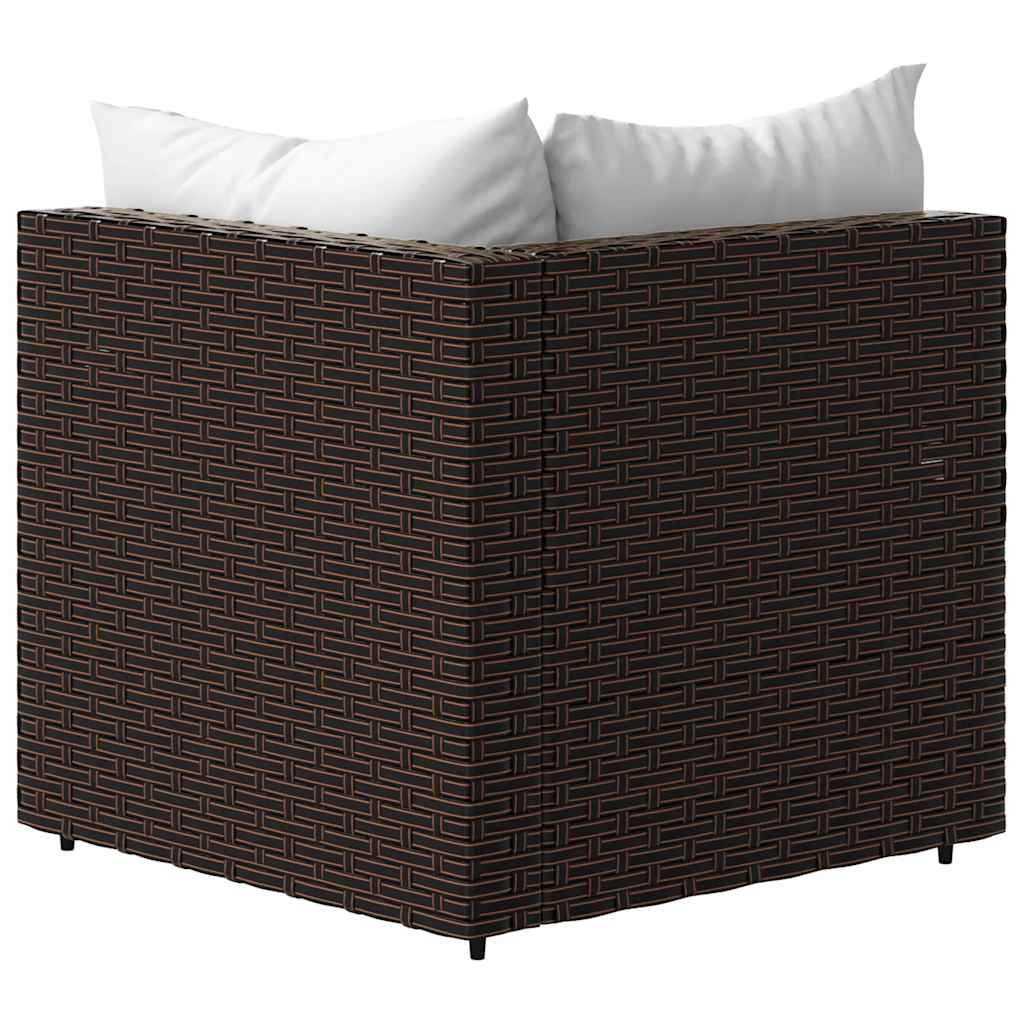 vidaXL Garten-Ecksofas mit Kissen 2 Stk. Braun Poly Rattan