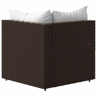 vidaXL Garten-Ecksofas mit Kissen 2 Stk. Braun Poly Rattan