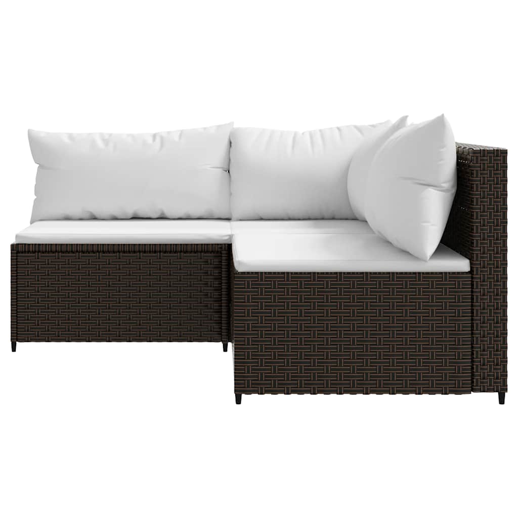vidaXL Salon de jardin 3 pcs avec coussins marron résine tressée