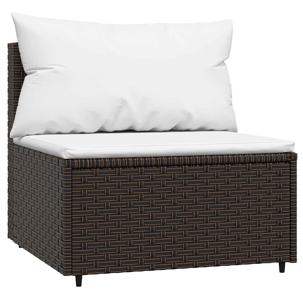 vidaXL Salon de jardin 3 pcs avec coussins marron résine tressée
