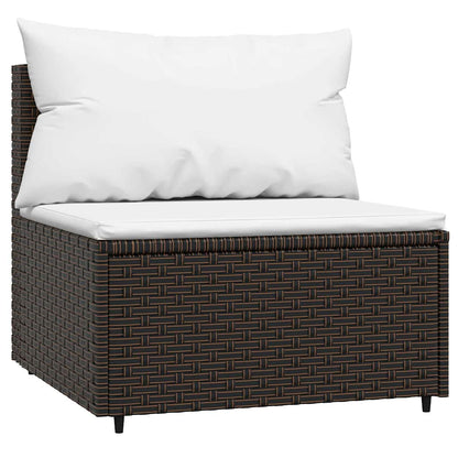 vidaXL Salon de jardin 3 pcs avec coussins marron résine tressée