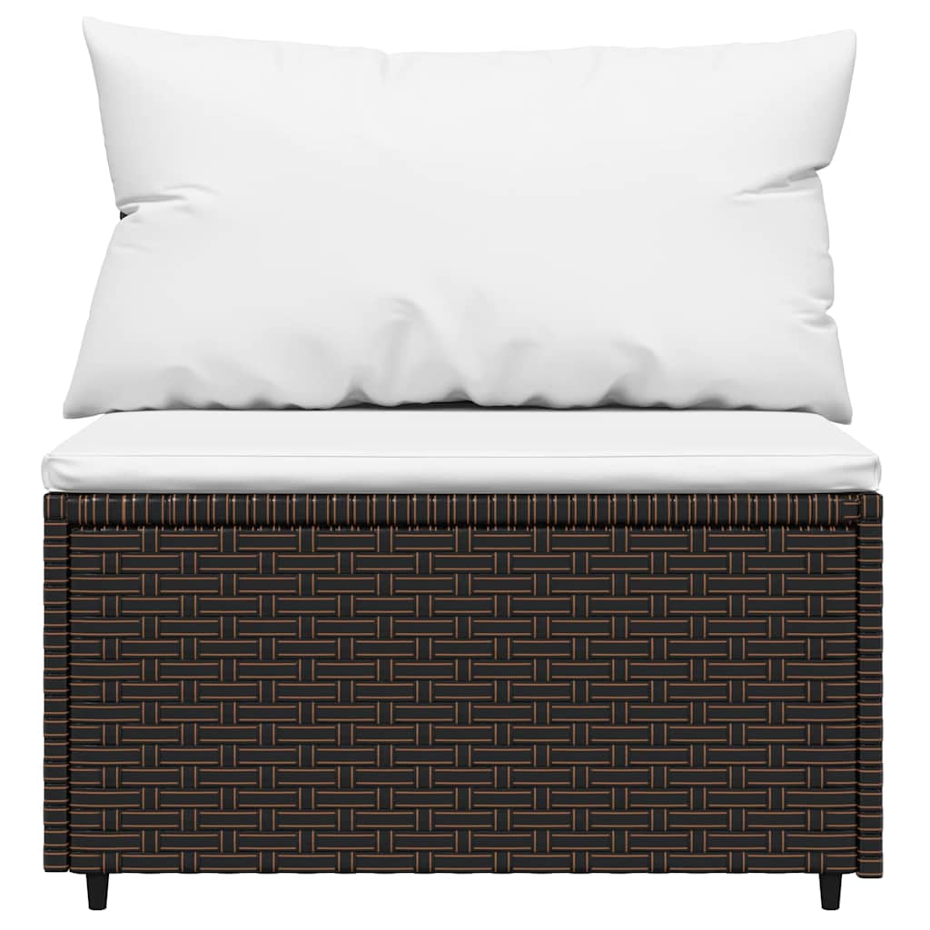 vidaXL Salon de jardin 3 pcs avec coussins marron résine tressée