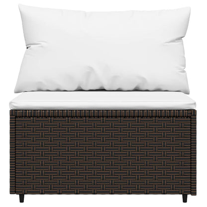vidaXL Salon de jardin 3 pcs avec coussins marron résine tressée