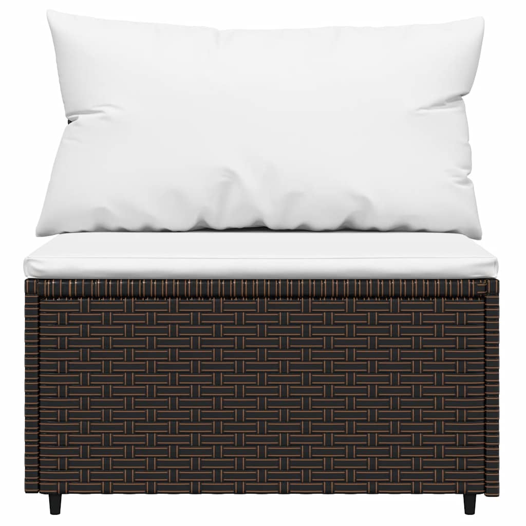 vidaXL Salon de jardin 3 pcs avec coussins marron résine tressée