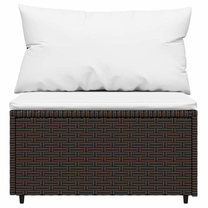 vidaXL Salon de jardin 3 pcs avec coussins marron résine tressée