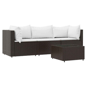 vidaXL Salon de jardin 4 pcs avec coussins marron résine tressée