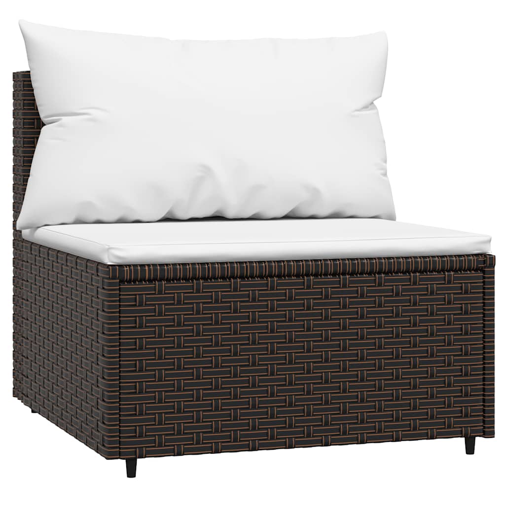 vidaXL Salon de jardin 4 pcs avec coussins marron résine tressée
