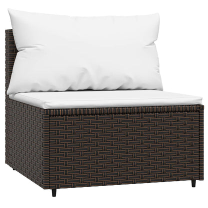 vidaXL Salon de jardin 4 pcs avec coussins marron résine tressée