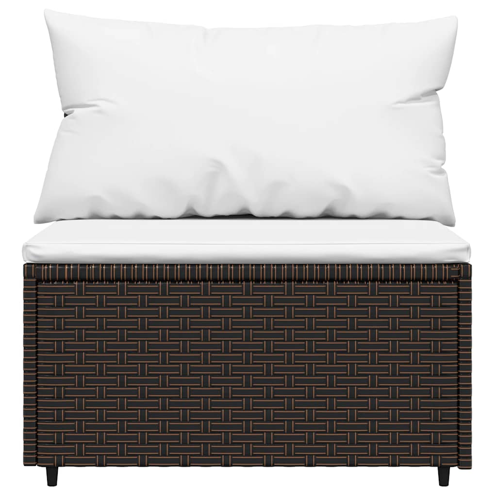 vidaXL Salon de jardin 4 pcs avec coussins marron résine tressée