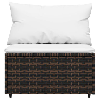 vidaXL Canapé central de jardin avec coussins en poly rotin marron