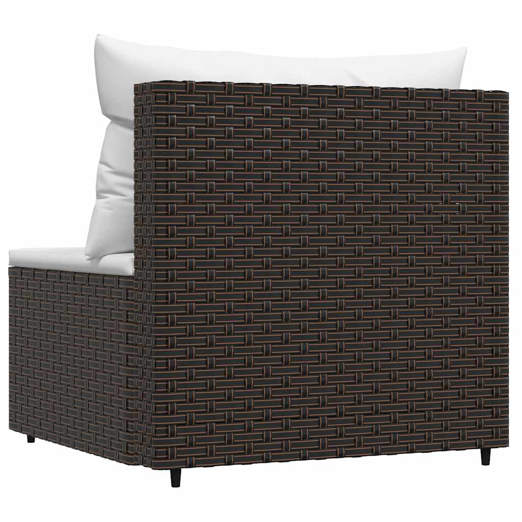 vidaXL Canapé central de jardin avec coussins en poly rotin marron