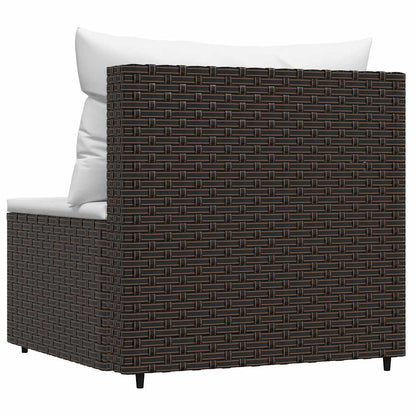 vidaXL Canapé central de jardin avec coussins en poly rotin marron
