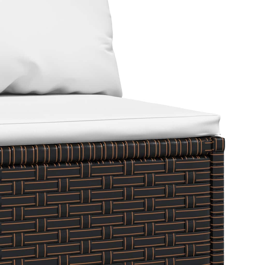 vidaXL Canapé central de jardin avec coussins en poly rotin marron