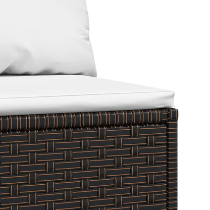 vidaXL Canapé central de jardin avec coussins en poly rotin marron