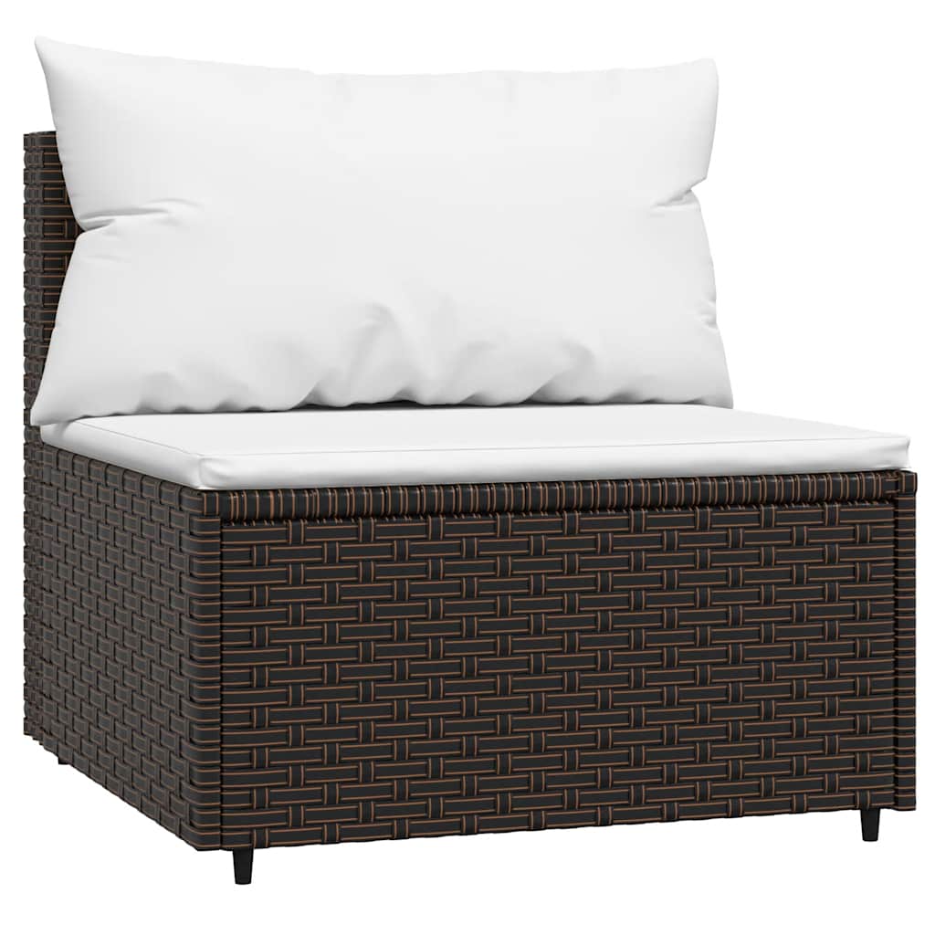 vidaXL Salon de jardin 3 pcs avec coussins marron résine tressée