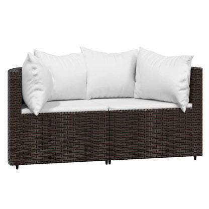Canapés d'angle de jardin vidaXL avec coussins 2 pcs marron résine tressée