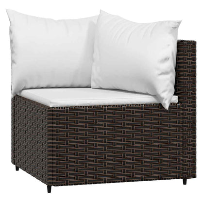 Canapés d'angle de jardin vidaXL avec coussins 2 pcs marron résine tressée