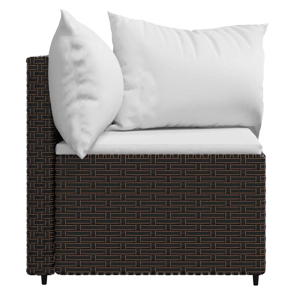 Canapés d'angle de jardin vidaXL avec coussins 2 pcs marron résine tressée