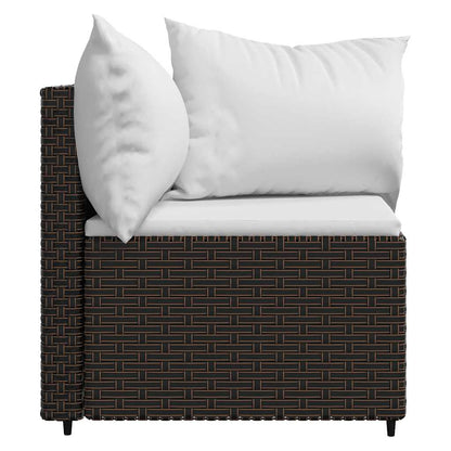 Canapés d'angle de jardin vidaXL avec coussins 2 pcs marron résine tressée