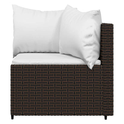 vidaXL 3-tlg. Garten-Lounge-Set mit Kissen Braun Poly Rattan