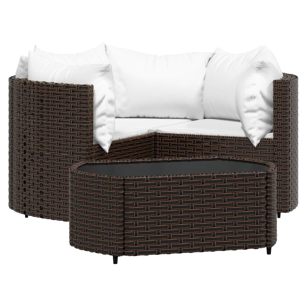 vidaXL Salon de jardin 4 pcs avec coussins marron résine tressée