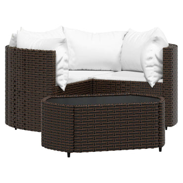 vidaXL Salon de jardin 4 pcs avec coussins marron résine tressée