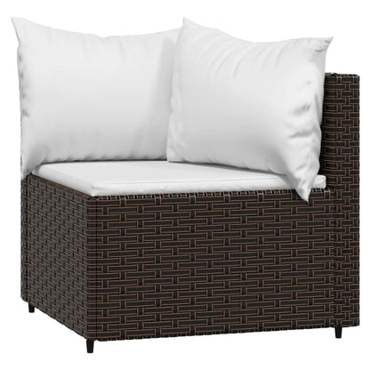 vidaXL Salon de jardin 4 pcs avec coussins marron résine tressée