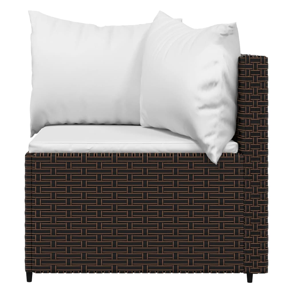 vidaXL Salon de jardin 4 pcs avec coussins marron résine tressée