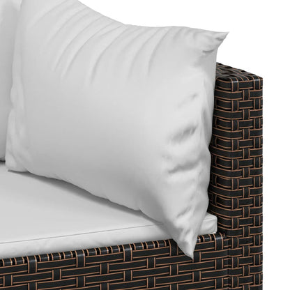 vidaXL Salon de jardin 4 pcs avec coussins marron résine tressée