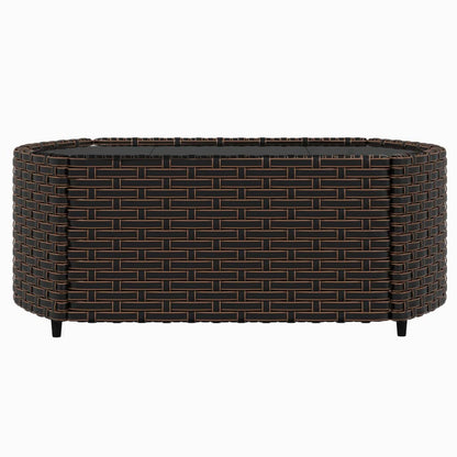 vidaXL Salon de jardin 4 pcs avec coussins marron résine tressée