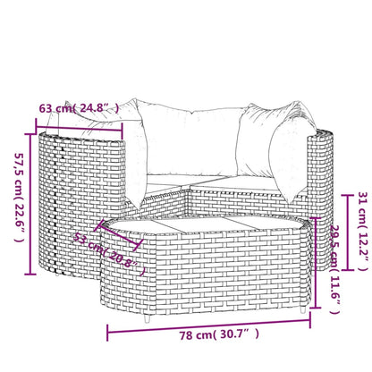 vidaXL Salon de jardin 4 pcs avec coussins marron résine tressée