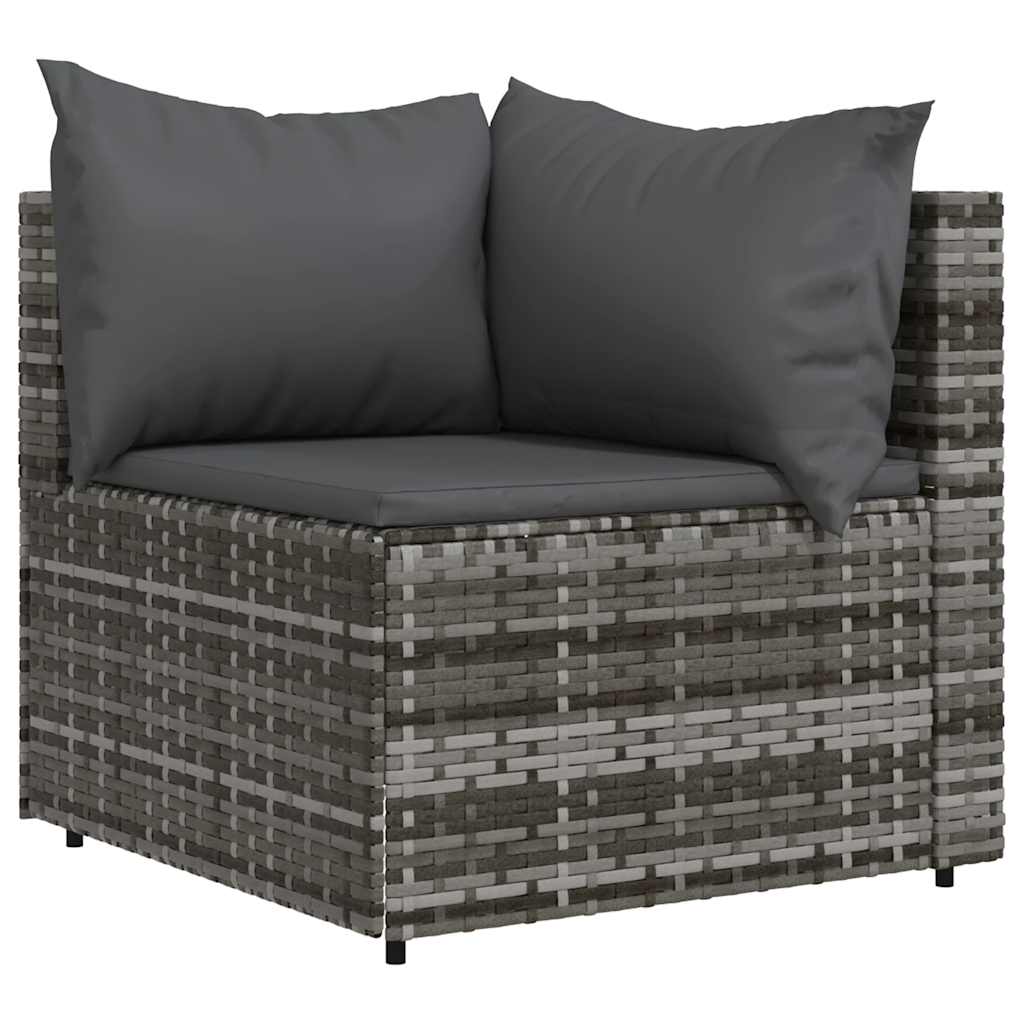 vidaXL Garten-Ecksofa mit Kissen Grau Poly Rattan