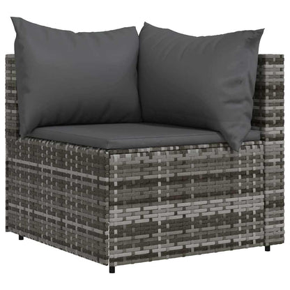 vidaXL Garten-Ecksofa mit Kissen Grau Poly Rattan
