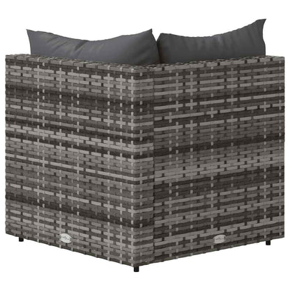 vidaXL Garten-Ecksofa mit Kissen Grau Poly Rattan