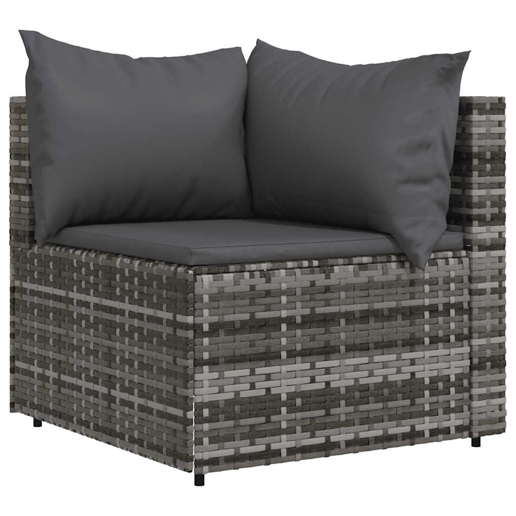 vidaXL Garten-Ecksofas mit Kissen 2 Stk. Grau Poly Rattan