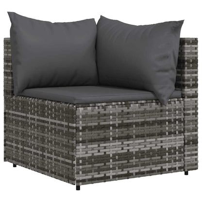 vidaXL Garten-Ecksofas mit Kissen 2 Stk. Grau Poly Rattan