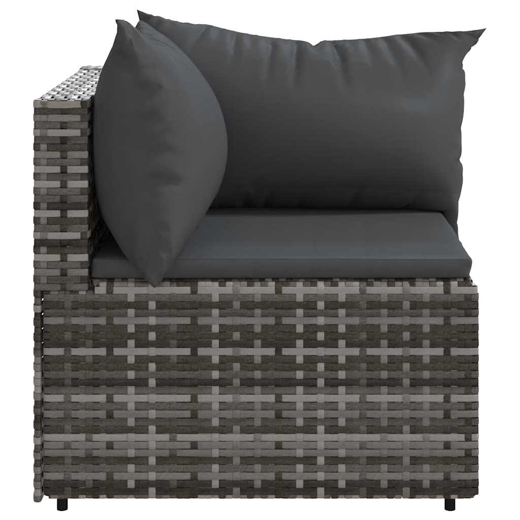 vidaXL Garten-Ecksofas mit Kissen 2 Stk. Grau Poly Rattan
